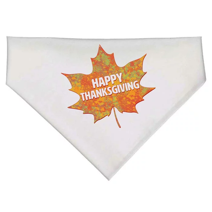 Happy Thanksgiving Fall Leaf USA-Made Doggie Bandana