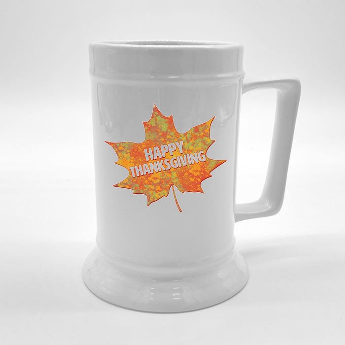 Happy Thanksgiving Fall Leaf Front & Back Beer Stein