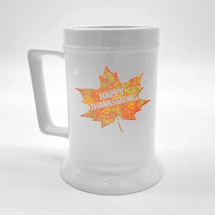 Happy Thanksgiving Fall Leaf Front & Back Beer Stein