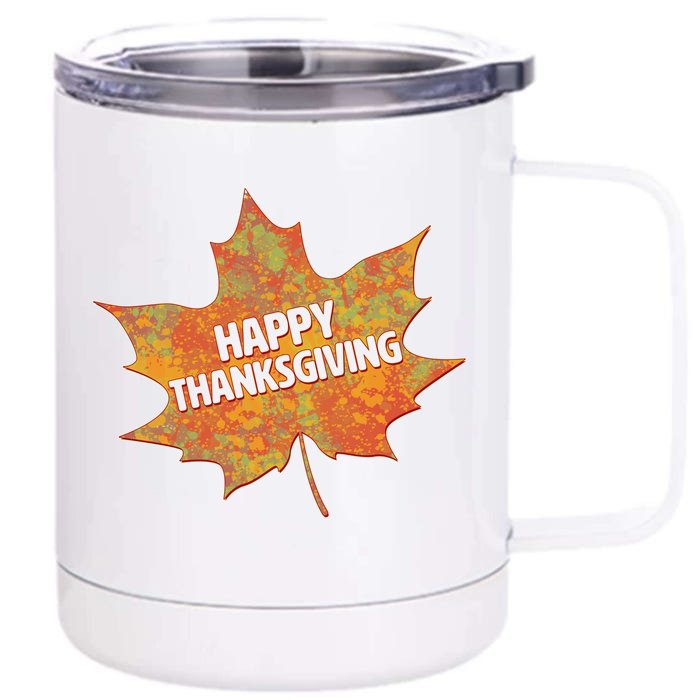 Happy Thanksgiving Fall Leaf Front & Back 12oz Stainless Steel Tumbler Cup