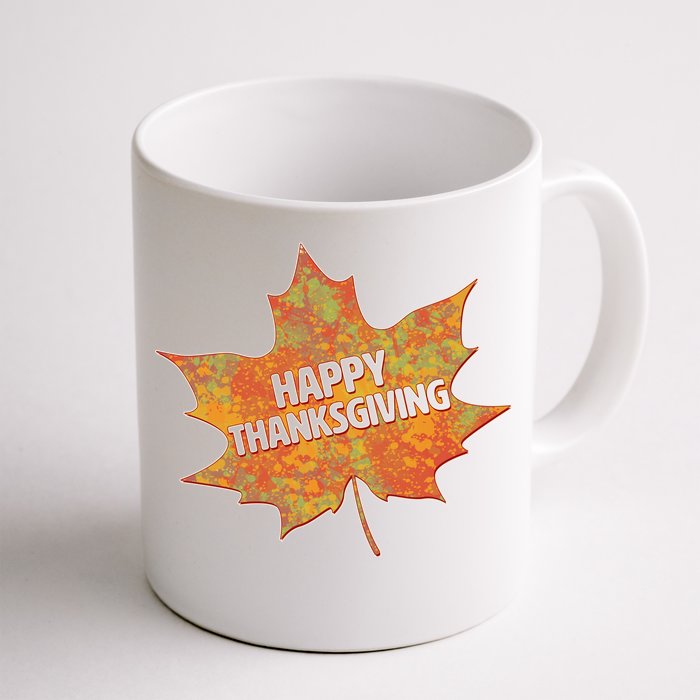 Happy Thanksgiving Fall Leaf Front & Back Coffee Mug