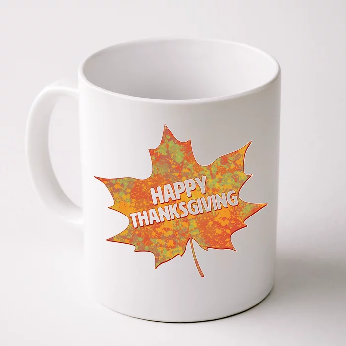 Happy Thanksgiving Fall Leaf Front & Back Coffee Mug