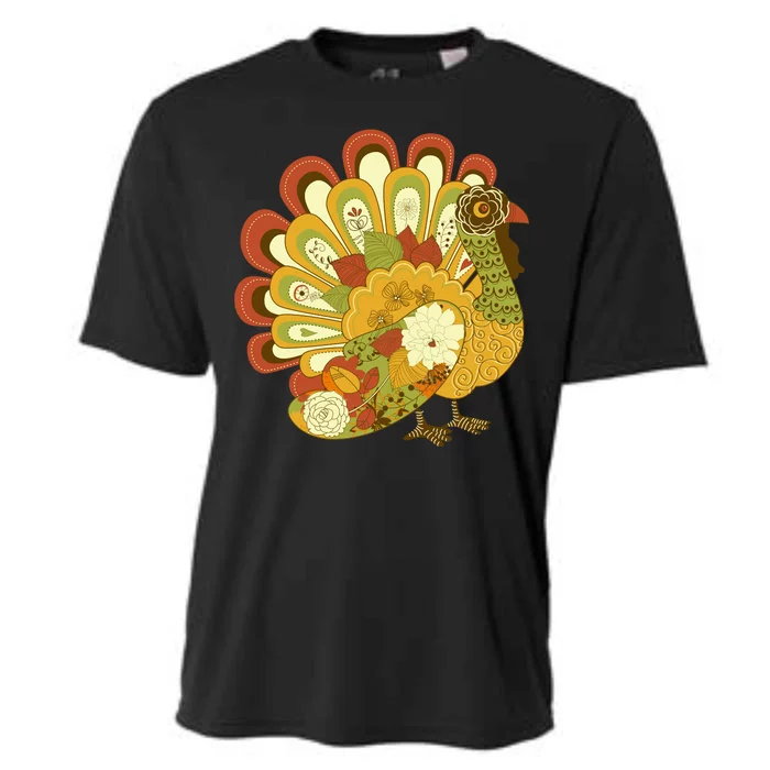 Happy Thanksgiving Floral Turkey Cooling Performance Crew T-Shirt