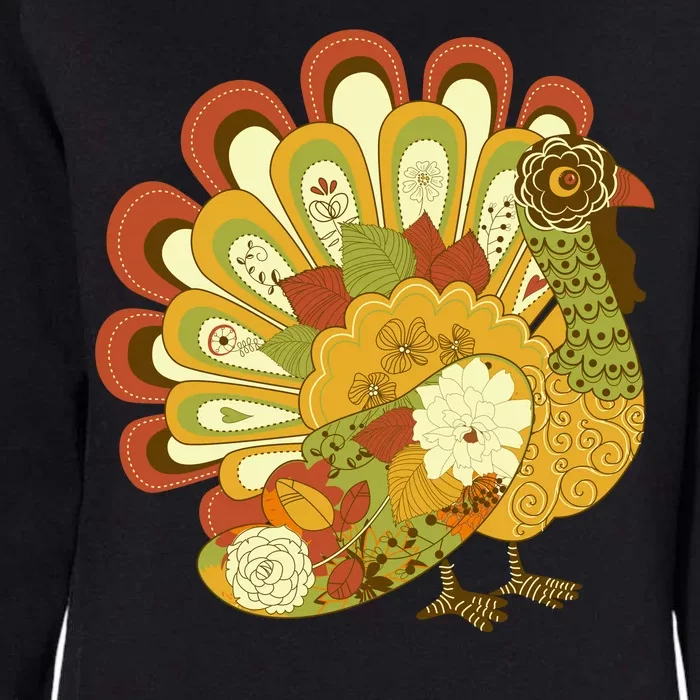 Happy Thanksgiving Floral Turkey Womens California Wash Sweatshirt