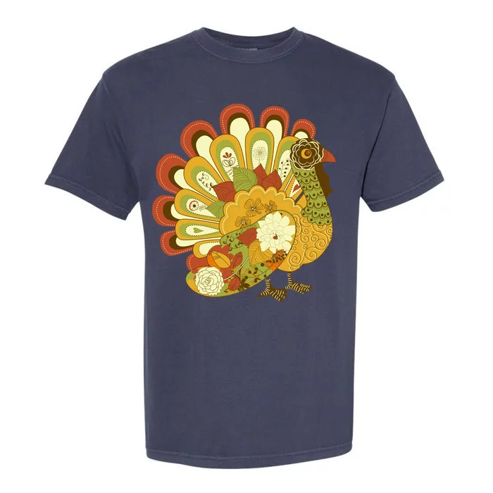 Happy Thanksgiving Floral Turkey Garment-Dyed Heavyweight T-Shirt