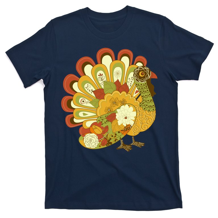 Happy Thanksgiving Floral Turkey T-Shirt