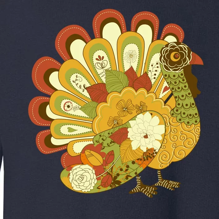 Happy Thanksgiving Floral Turkey Toddler Sweatshirt