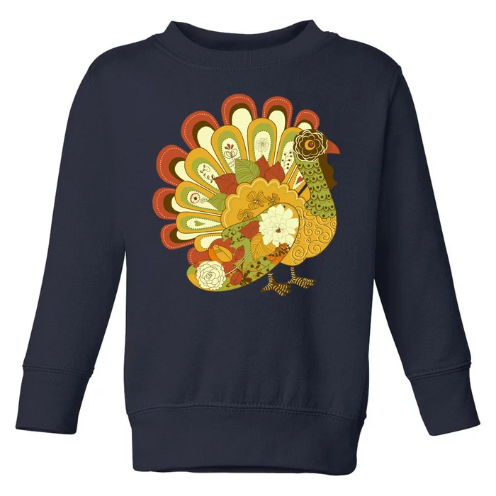 Happy Thanksgiving Floral Turkey Toddler Sweatshirt