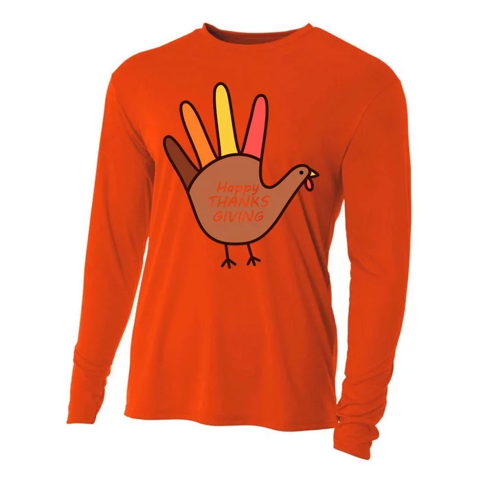 Happy Thanksgiving Hand Turkey Cooling Performance Long Sleeve Crew