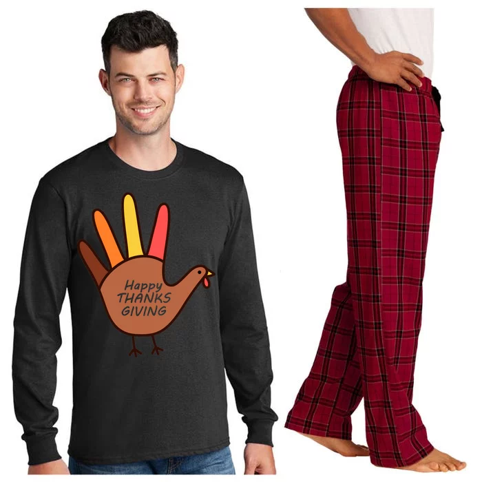 Happy Thanksgiving Hand Turkey Long Sleeve Pajama Set