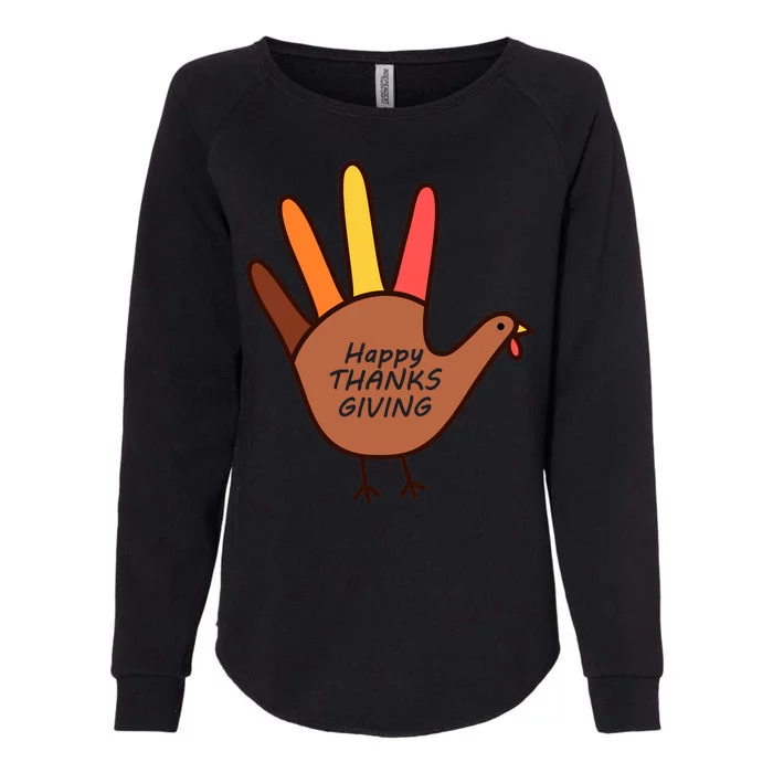 Happy Thanksgiving Hand Turkey Womens California Wash Sweatshirt