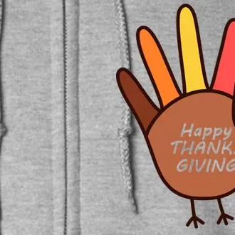 Happy Thanksgiving Hand Turkey Full Zip Hoodie