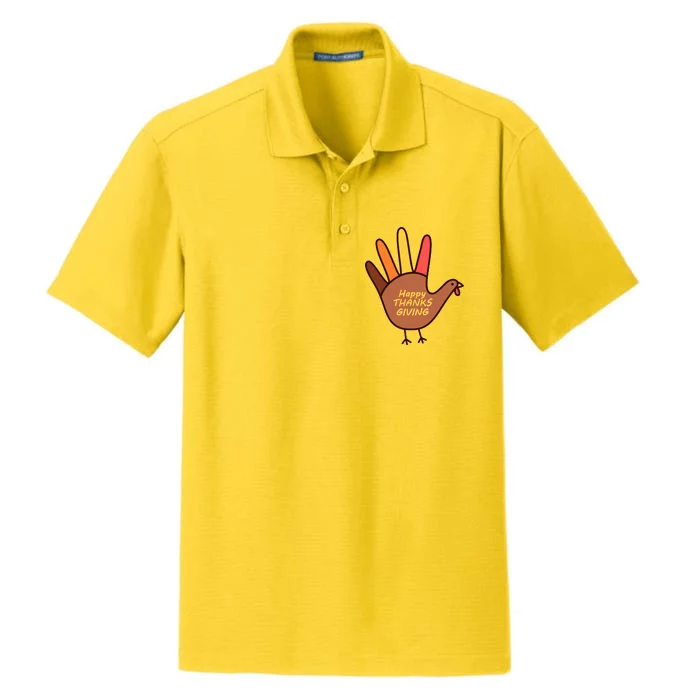 Happy Thanksgiving Hand Turkey Dry Zone Grid Performance Polo