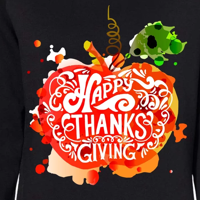 Happy Thanksgiving Pumpkin Splatter Womens California Wash Sweatshirt