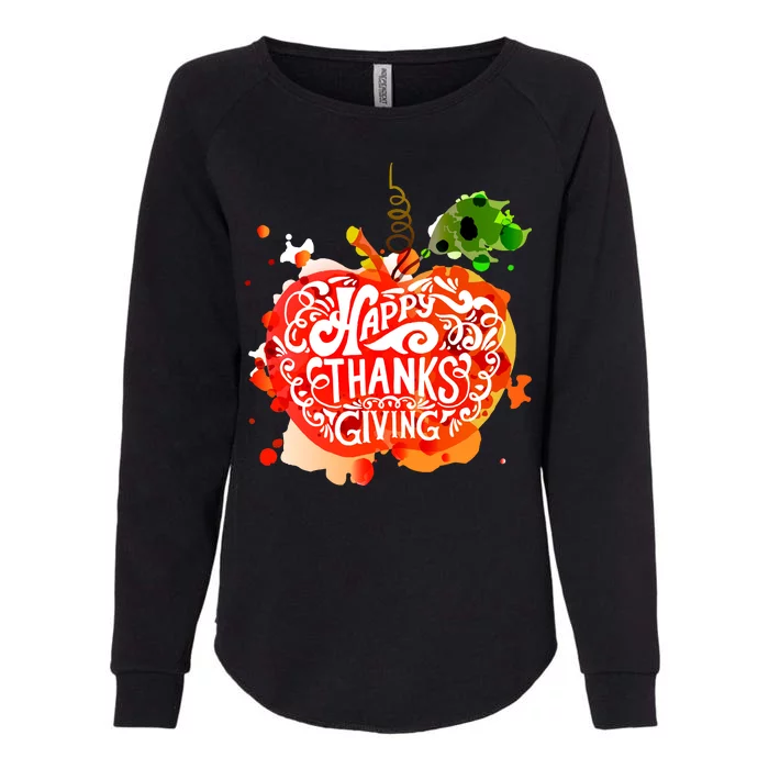 Happy Thanksgiving Pumpkin Splatter Womens California Wash Sweatshirt