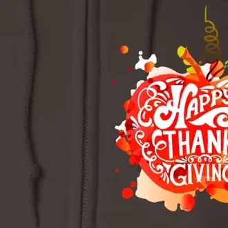 Happy Thanksgiving Pumpkin Splatter Full Zip Hoodie