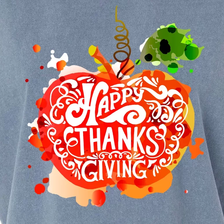 Happy Thanksgiving Pumpkin Splatter Garment-Dyed Women's Muscle Tee