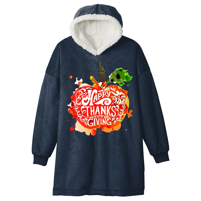 Happy Thanksgiving Pumpkin Splatter Hooded Wearable Blanket