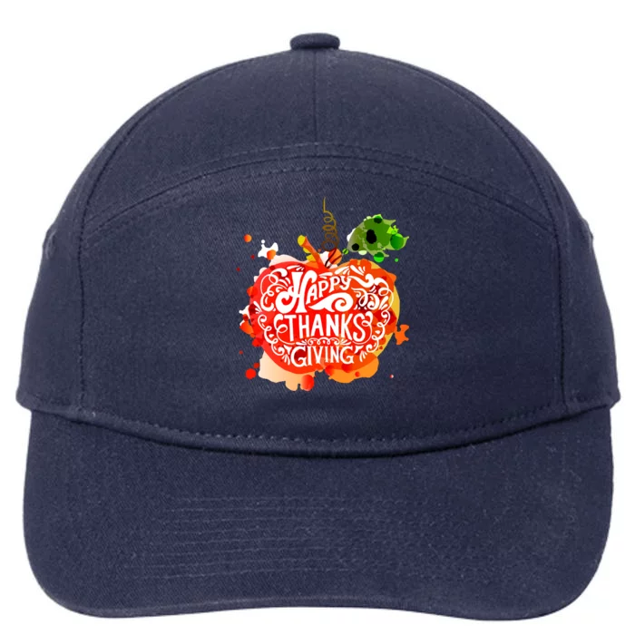 Happy Thanksgiving Pumpkin Splatter 7-Panel Snapback Hat