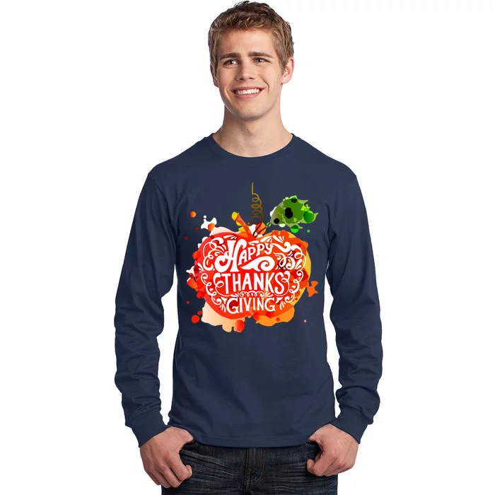 Happy Thanksgiving Pumpkin Splatter Tall Long Sleeve T-Shirt