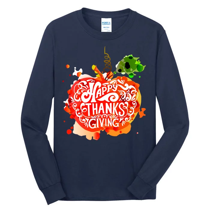 Happy Thanksgiving Pumpkin Splatter Tall Long Sleeve T-Shirt