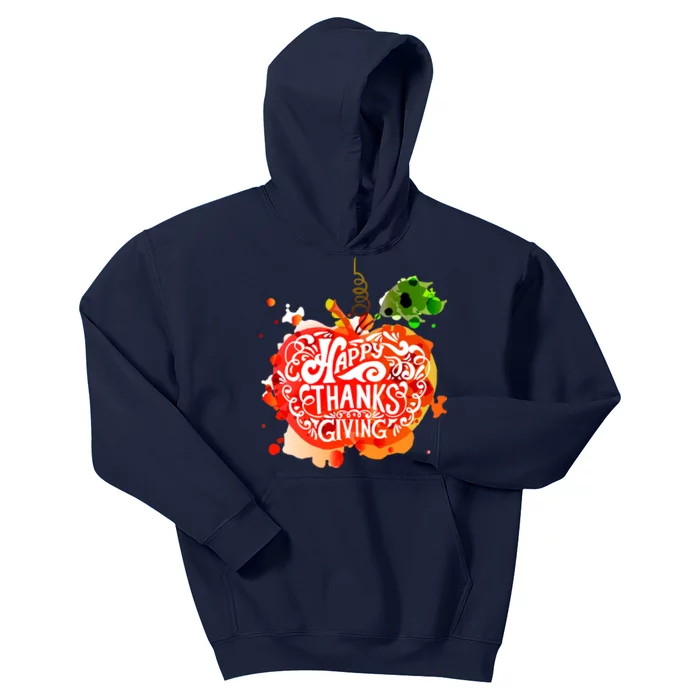 Happy Thanksgiving Pumpkin Splatter Kids Hoodie