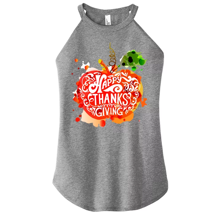 Happy Thanksgiving Pumpkin Splatter Women’s Perfect Tri Rocker Tank