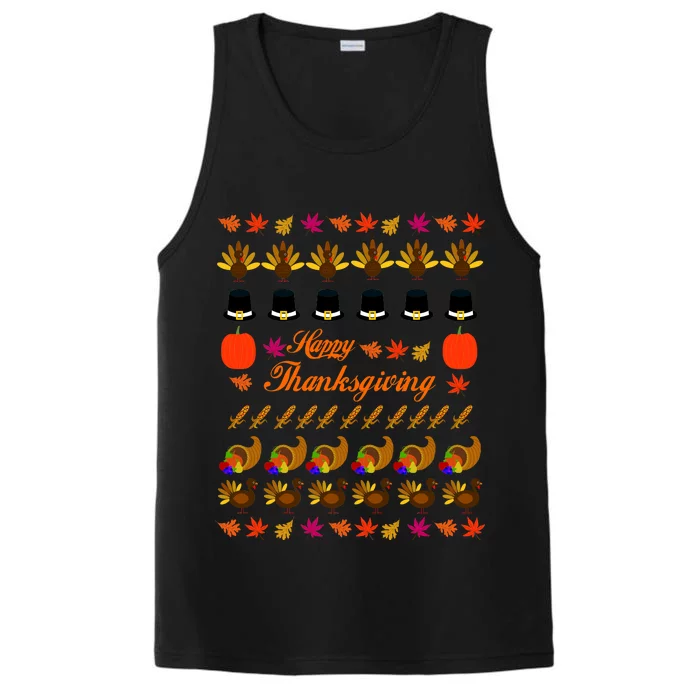 Happy Thanksgiving Turkey Ugly Sweater Performance Tank