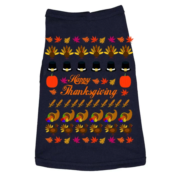 Happy Thanksgiving Turkey Ugly Sweater Doggie Tank