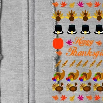 Happy Thanksgiving Turkey Ugly Sweater Full Zip Hoodie