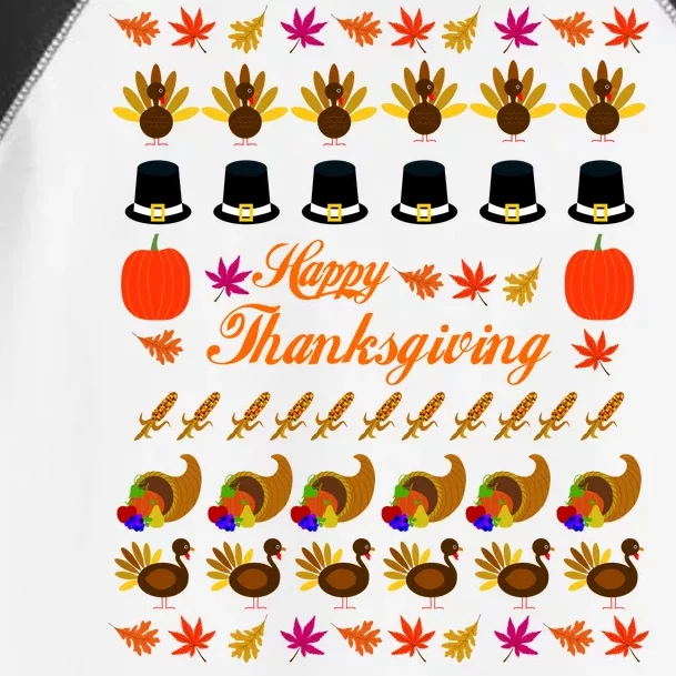 Happy Thanksgiving Turkey Ugly Sweater Toddler Fine Jersey T-Shirt