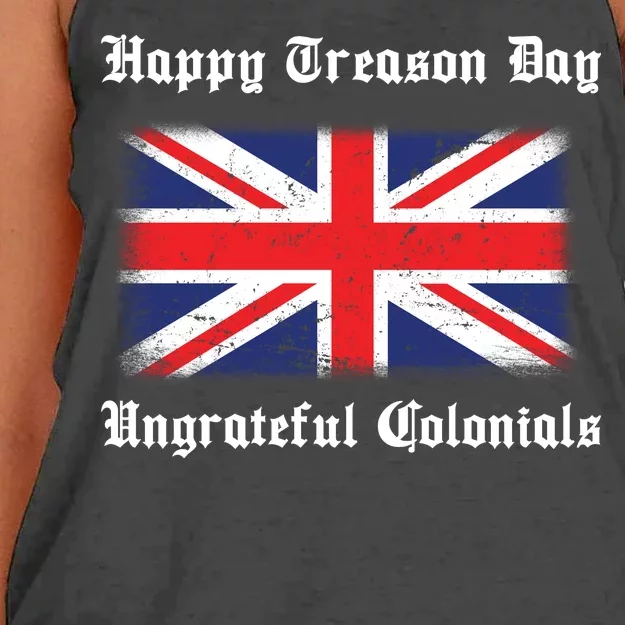 Happy Treason Day Ungrateful Colonials Women's Knotted Racerback Tank