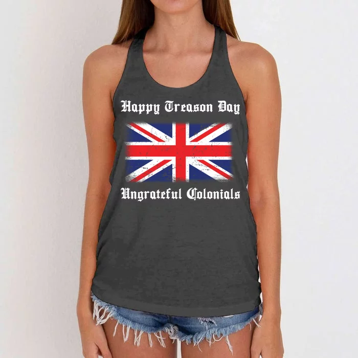 Happy Treason Day Ungrateful Colonials Women's Knotted Racerback Tank