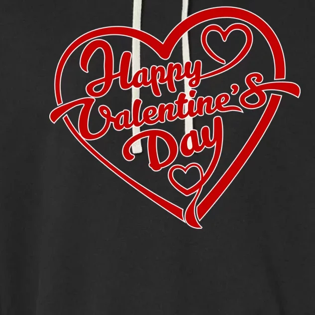 Happy Valentine's Day Heart Garment-Dyed Fleece Hoodie