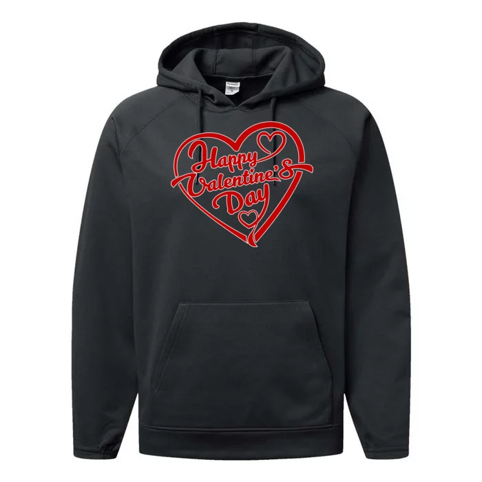 Happy Valentine's Day Heart Performance Fleece Hoodie