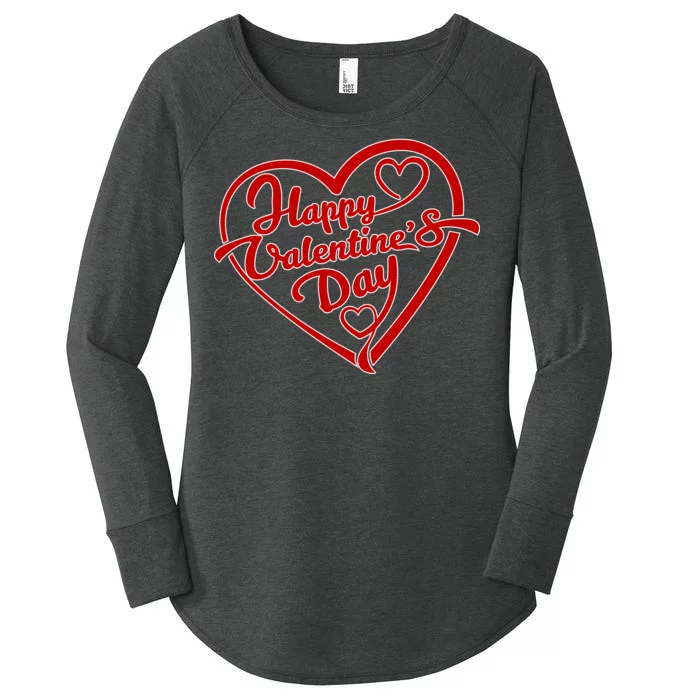 Happy Valentine's Day Heart Women's Perfect Tri Tunic Long Sleeve Shirt