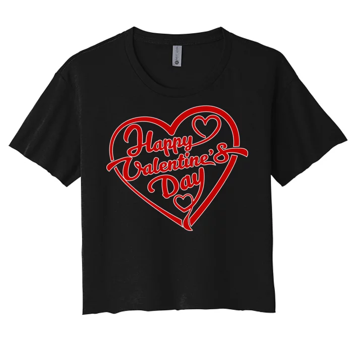 Happy Valentine's Day Heart Women's Crop Top Tee