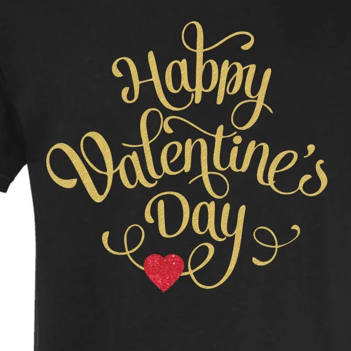 Happy Valentine's Day Love Heart Design Garment-Dyed Heavyweight T-Shirt