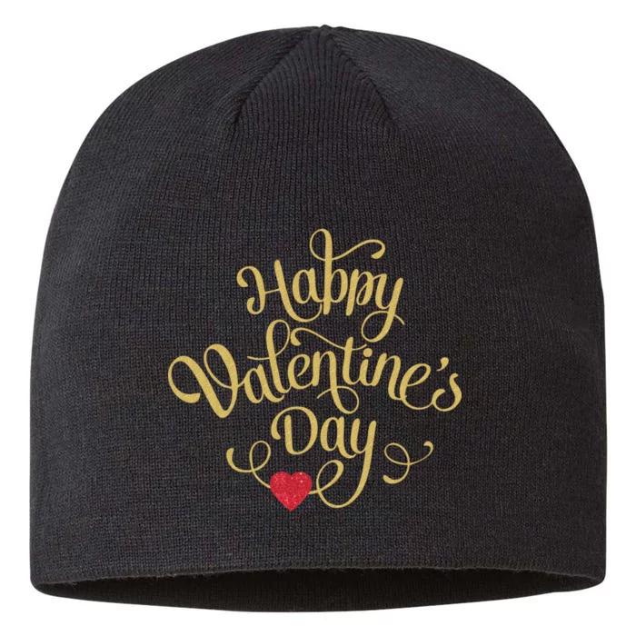 Happy Valentine's Day Love Heart Design 8 1/2in Sustainable Knit Beanie