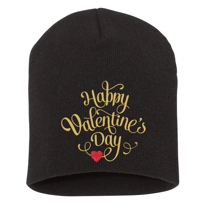 Happy Valentine's Day Love Heart Design Short Acrylic Beanie