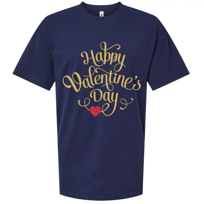 Happy Valentine's Day Love Heart Design Sueded Cloud Jersey T-Shirt