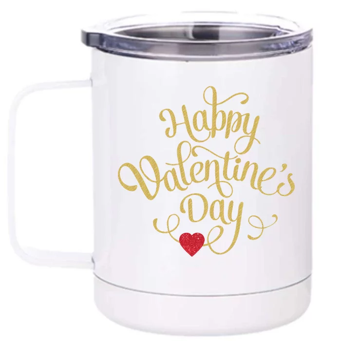 Happy Valentine's Day Love Heart Design Front & Back 12oz Stainless Steel Tumbler Cup