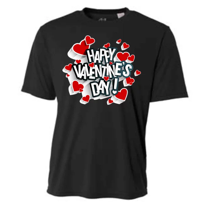 Happy Valentine's Day Love Hearts Logo Cooling Performance Crew T-Shirt