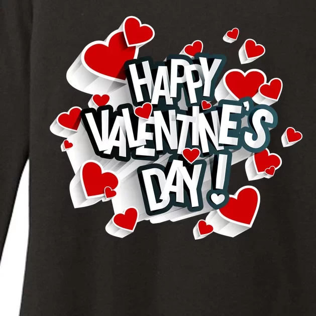 Happy Valentine's Day Love Hearts Logo Womens CVC Long Sleeve Shirt