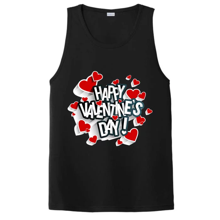 Happy Valentine's Day Love Hearts Logo Performance Tank