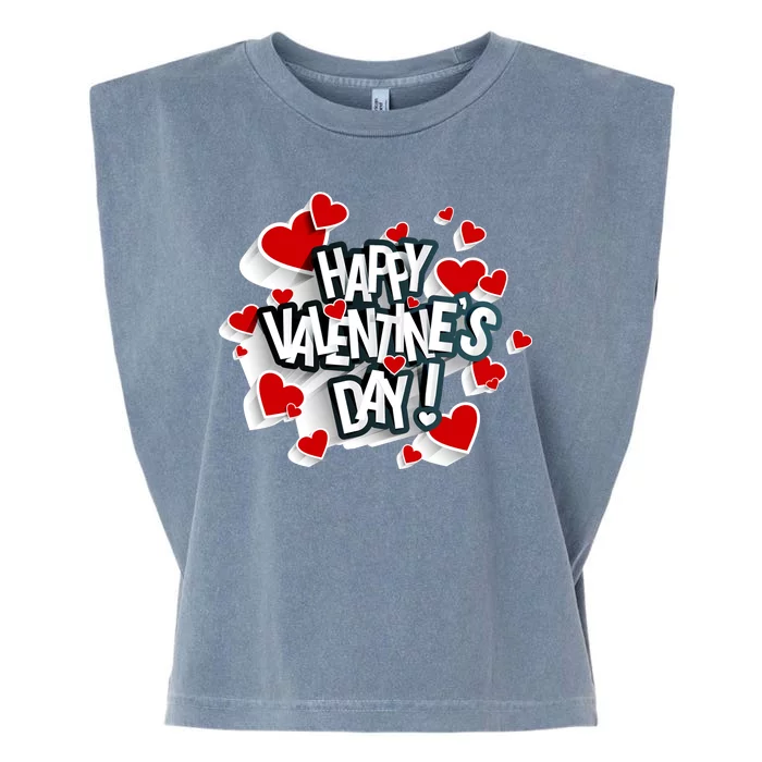 Happy Valentine's Day Love Hearts Logo Garment-Dyed Women's Muscle Tee