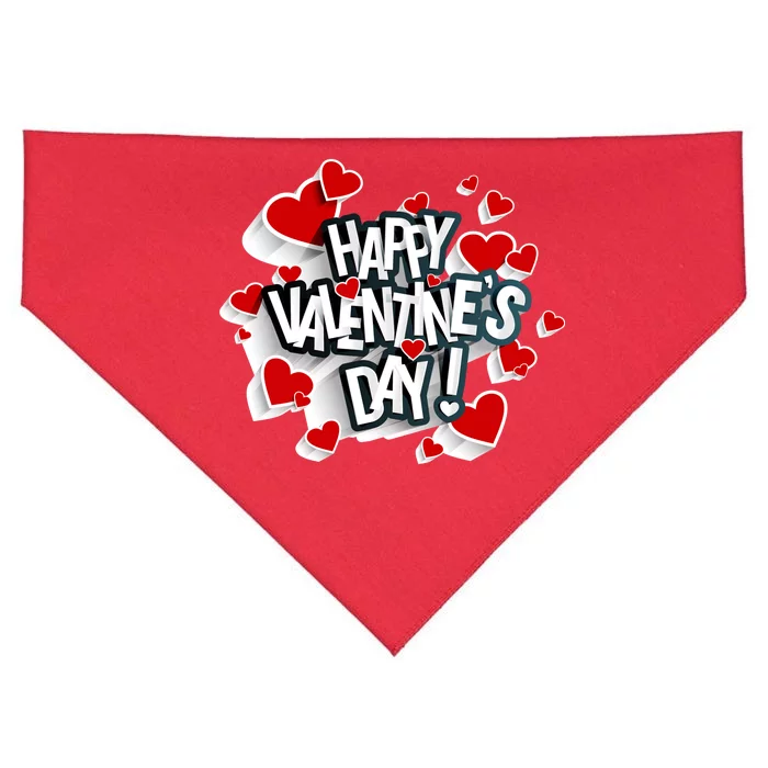 Happy Valentine's Day Love Hearts Logo USA-Made Doggie Bandana