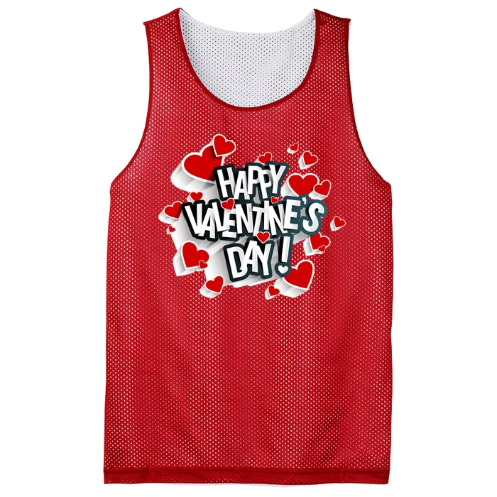 Happy Valentine's Day Love Hearts Logo Mesh Reversible Basketball Jersey Tank