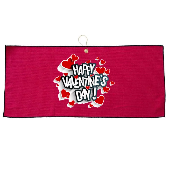 Happy Valentine's Day Love Hearts Logo Large Microfiber Waffle Golf Towel