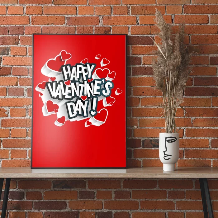 Happy Valentine's Day Love Hearts Logo Poster